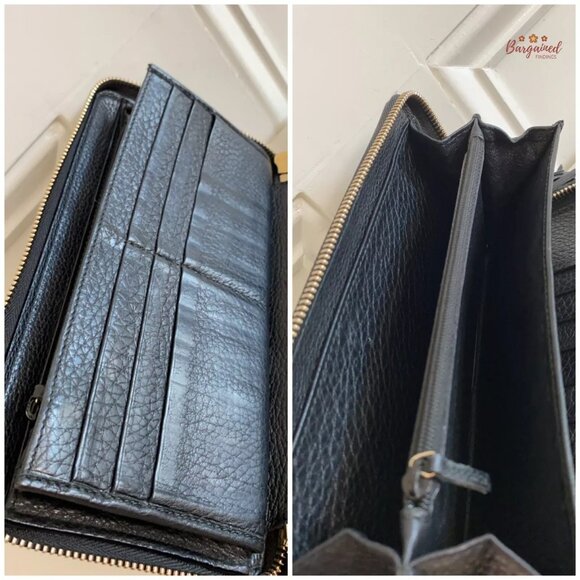 Authentic GUCCI Black Pebbled Leather Soho Interlocking G Zip Around Long Wallet - Picture 10 of 13